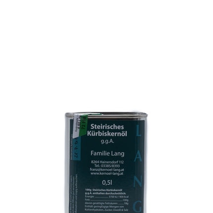0,5 Liter Steirisches Kürbiskernöl g.g.A. in der Dose von Kernöl Lang aus der Steiermark